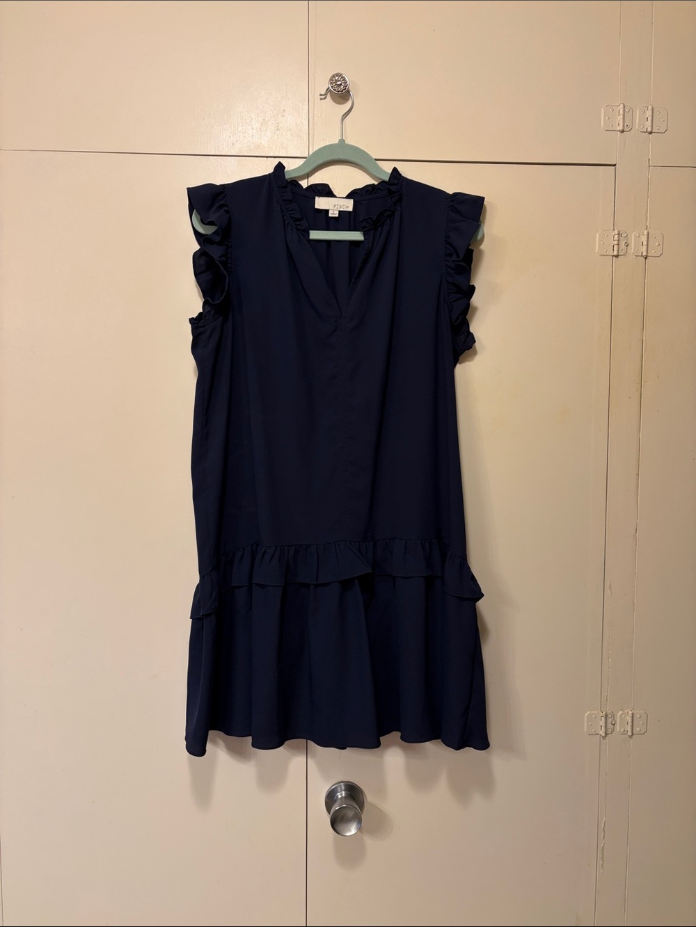Pinch Navy Ruffle Sleeve Mini Dress